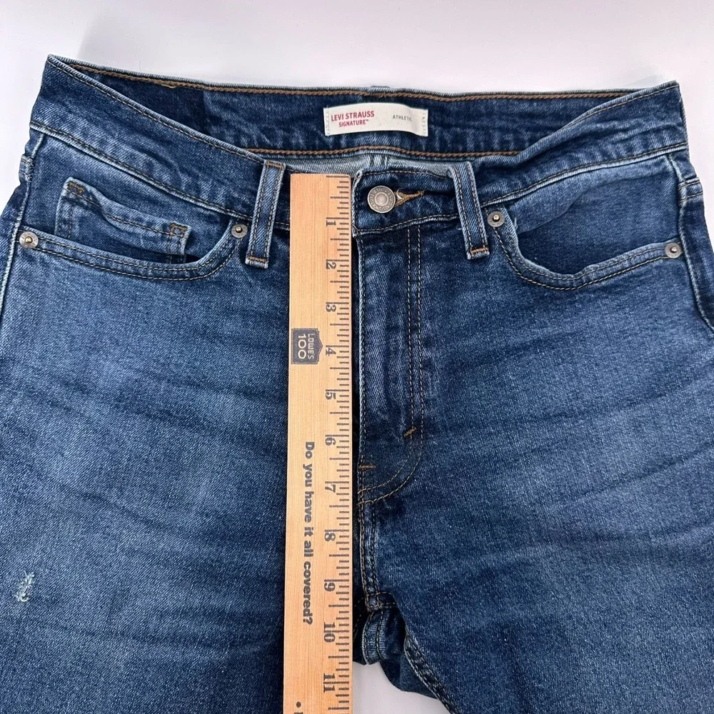 Levi Strauss Signature Jeans Mens Blue Denim Athletic Skinny 5-Pocket Outdoor
